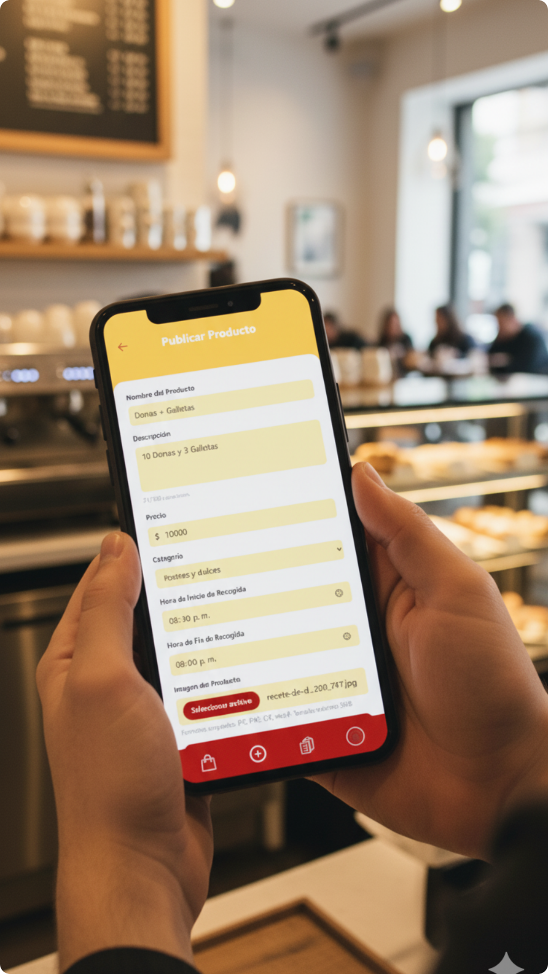 Pantalla de Bocati para publicar productos con descuento desde el establecimiento